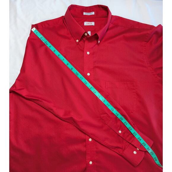 Izod Men's Big&Tall Red Long Sleeve Dress Shirt. Neck Size 17.5 . NWOT - Picture 6 of 10
